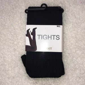 [M/L] Black Textured Striped Tights